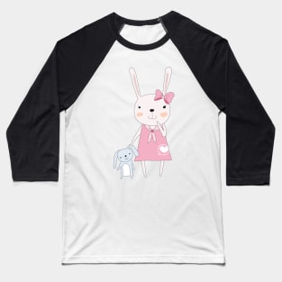 Cute Rabbit with plush Toy Bunny Baseball T-Shirt